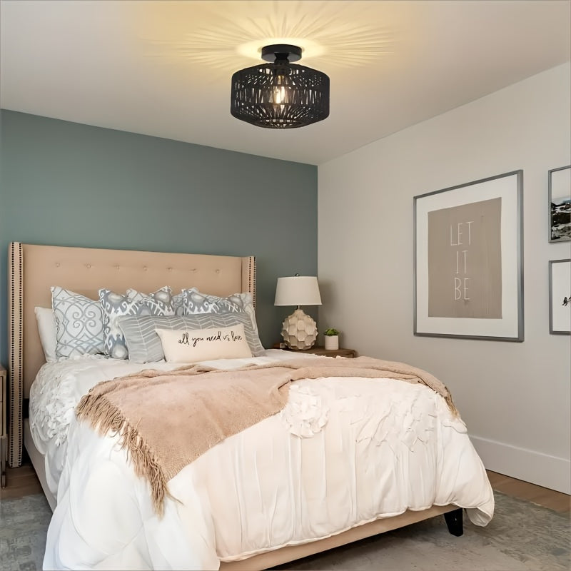 RattanGlow bohemian semi-flushmount plafondlamp
