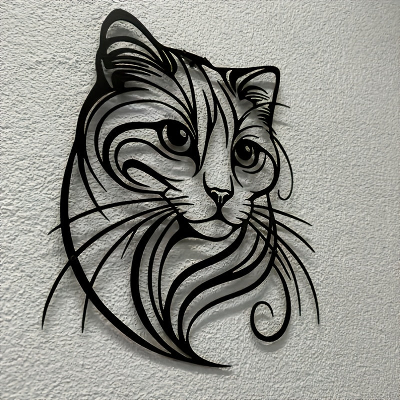 WhiskerFlow metalen kat wanddecoratie