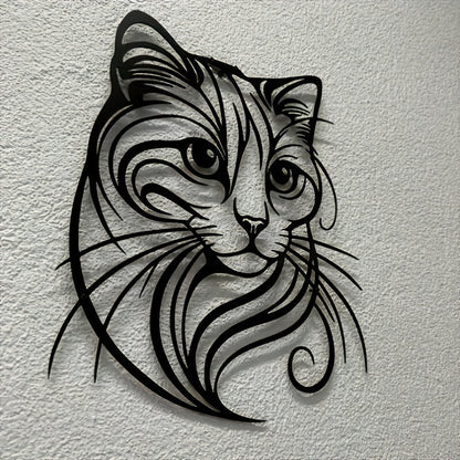 WhiskerFlow metalen kat wanddecoratie