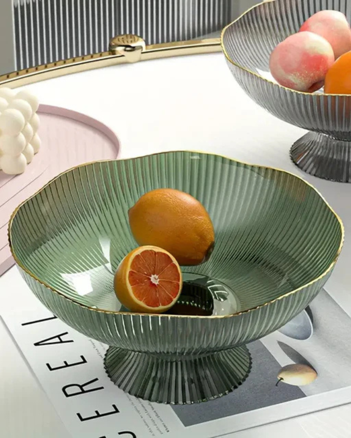 Odior geribbelde keramische fruitkom