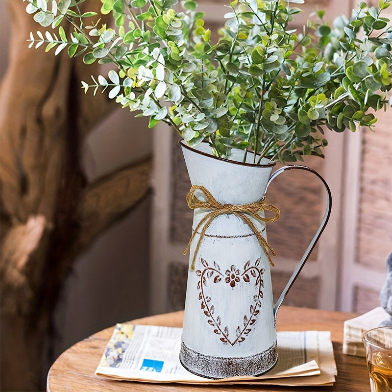 Vintage Franse Metalen Melkkan Vaas