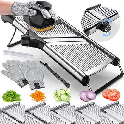 Premium mandoline groentesnijder met snijbestendige handschoenen