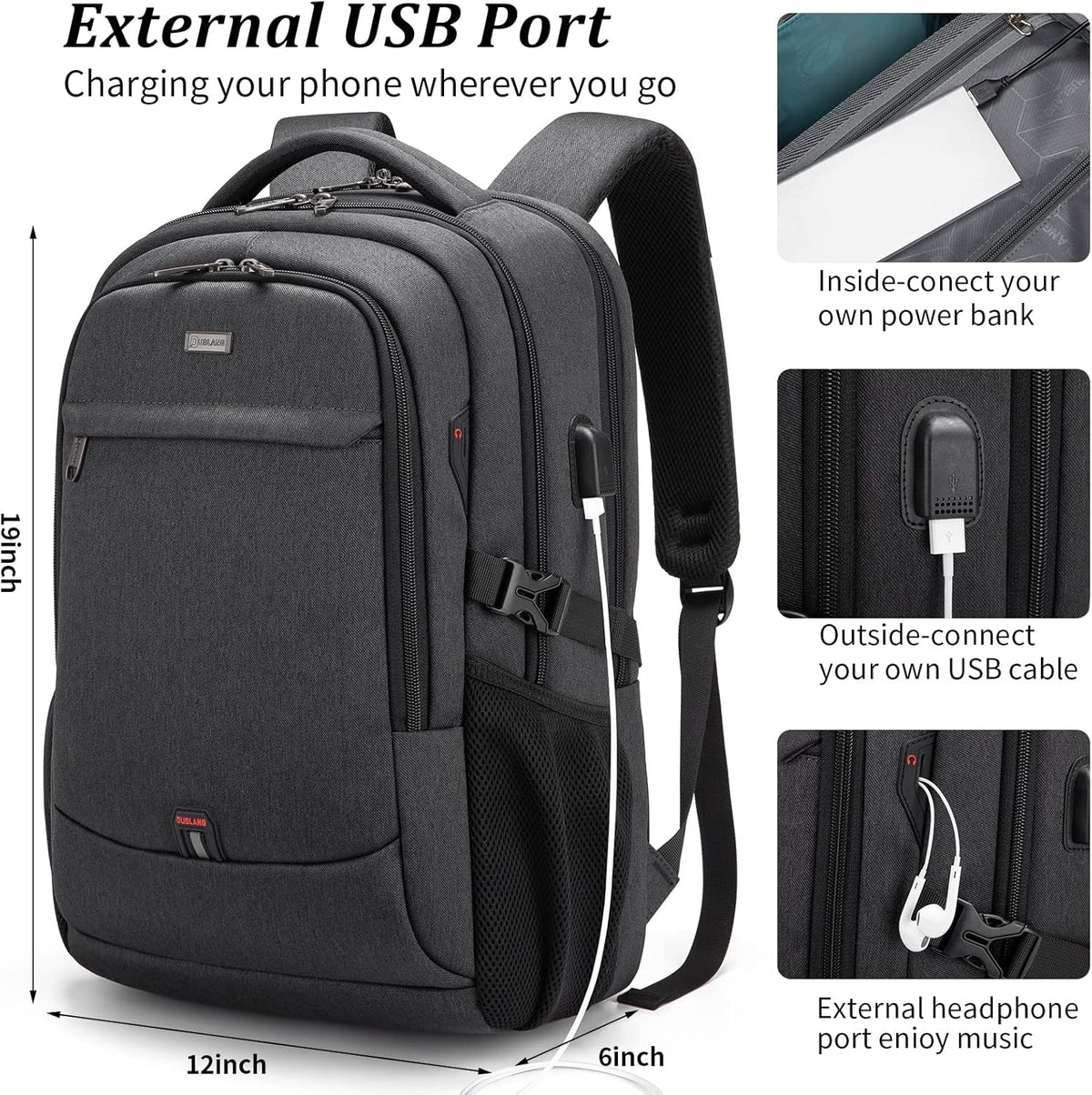 Waterdichte Reis Laptoprugzak met USB-poort