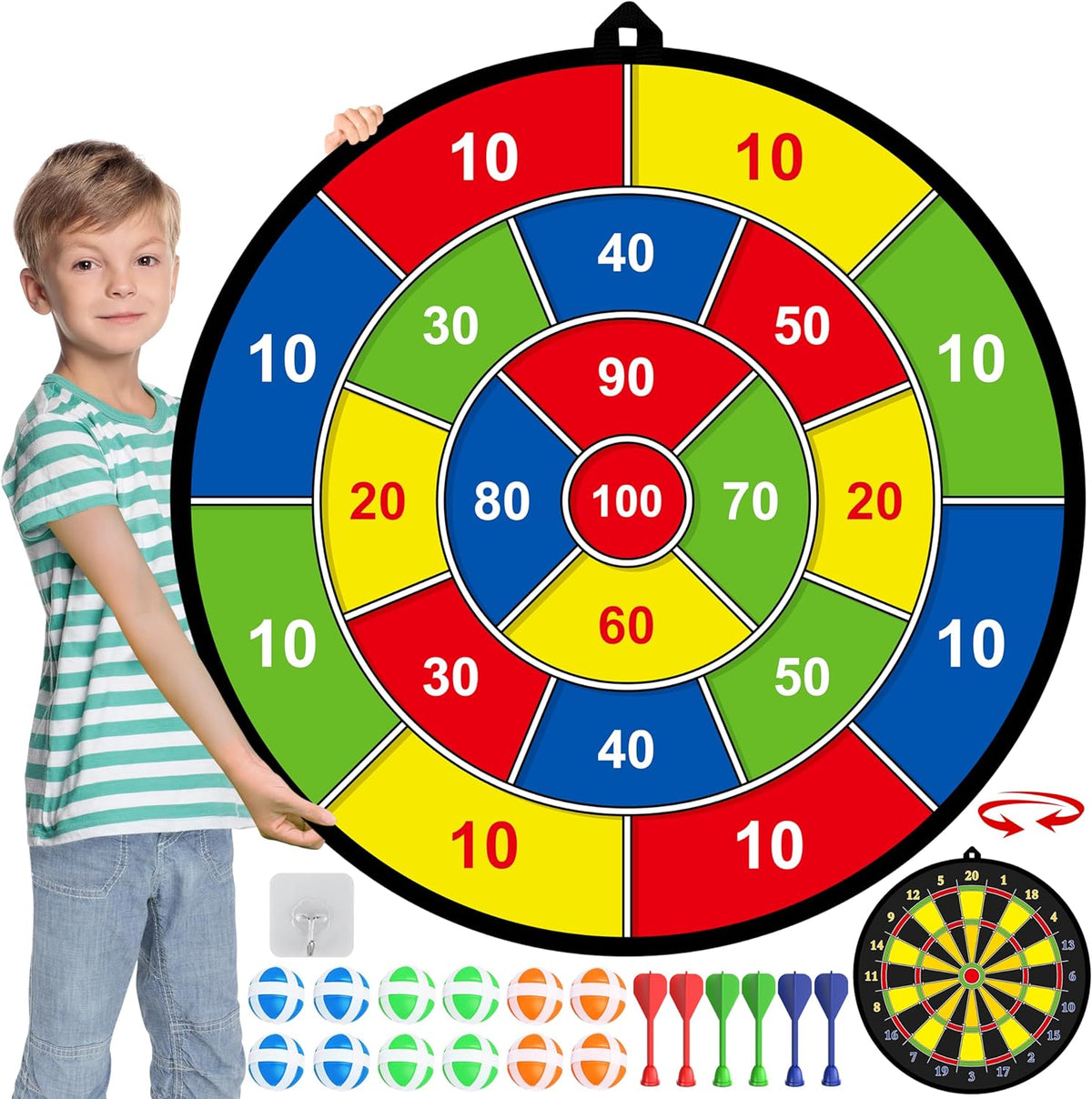 PlayTarget dubbelzijdig dartbord voor kinderen