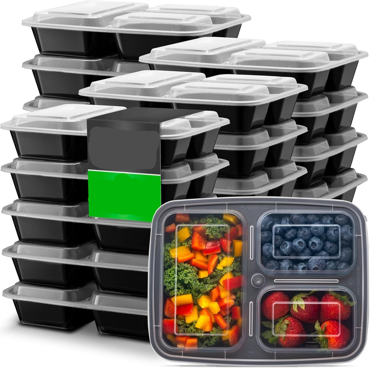 Maaltijd Prep Containers 3-vaks bento boxen