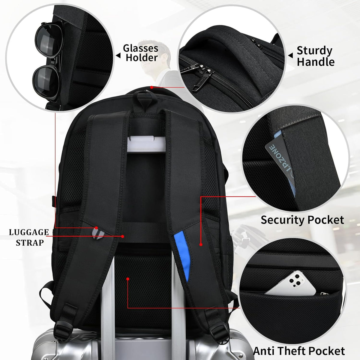 Waterdichte Reis Laptoprugzak met USB-poort