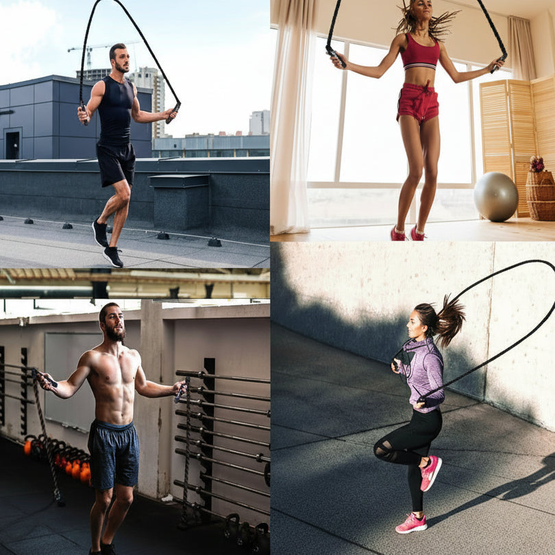 Powerjump verstelbaar springtouw met gewicht