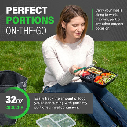 Maaltijd Prep Containers 3-vaks bento boxen