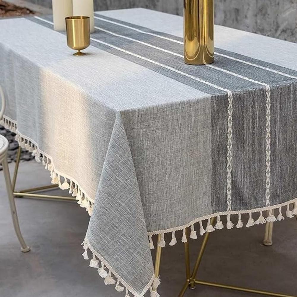 Linnen Tafellaken met Geometrisch Patroon
