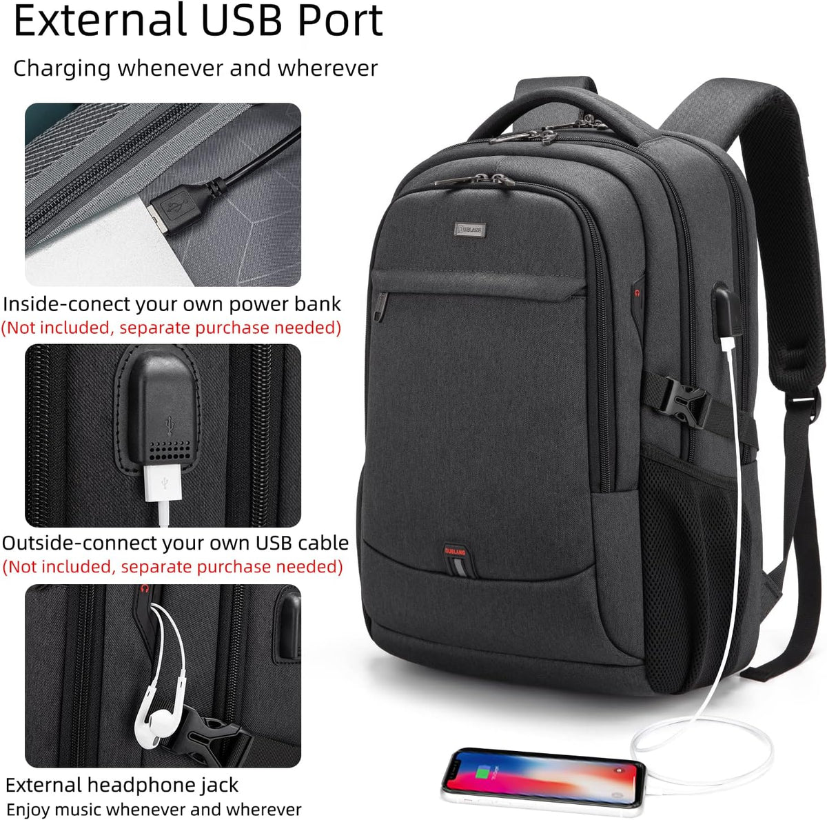Waterdichte Reis Laptoprugzak met USB-poort