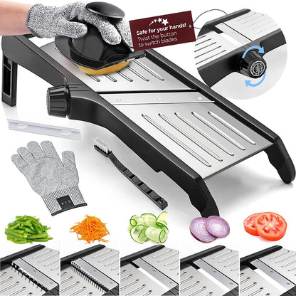 Premium mandoline groentesnijder met snijbestendige handschoenen