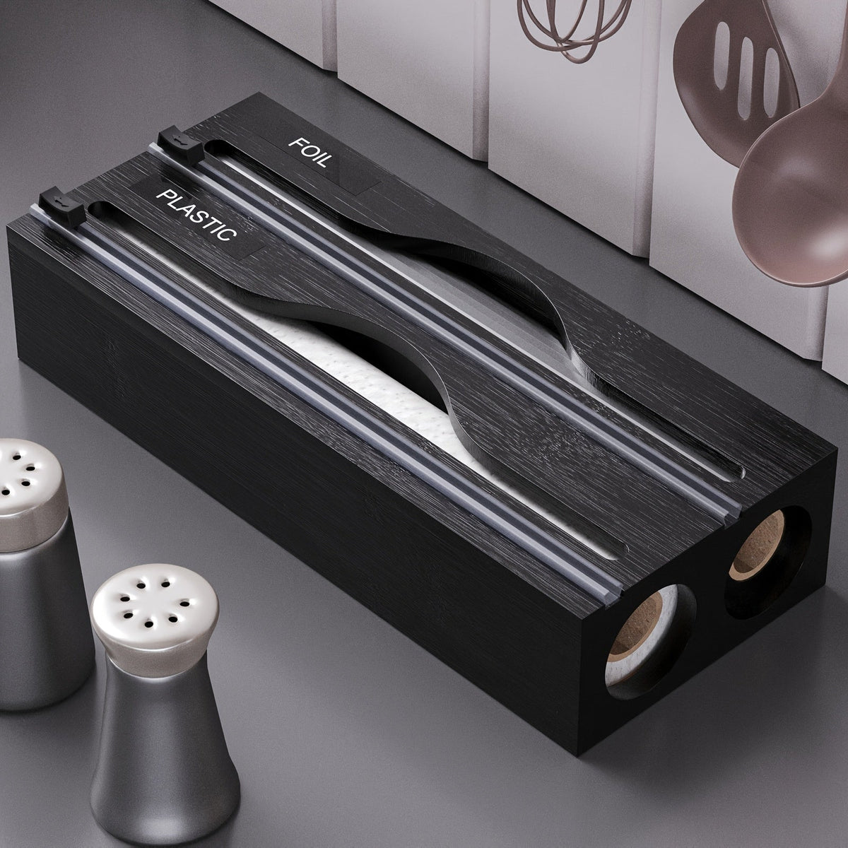 Bamboe 2-in-1 folie dispenser met snijder