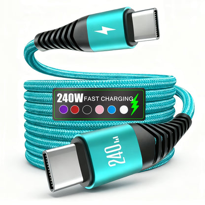 Gevlochten USB-C naar USB-C oplaadkabel 240W