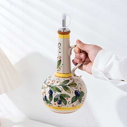 Handbeschilderde keramische olijfolie fles lekvrij