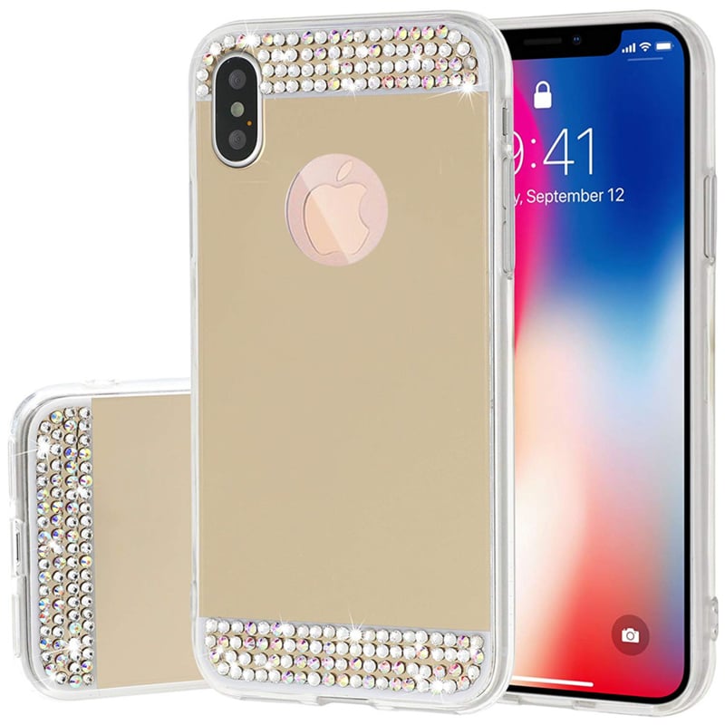iPhone X / Xs bling spiegel hoesje met strass-steentjes