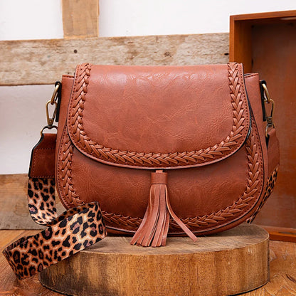 Kleine Dames Schoudertas Met Kwastdecoratie