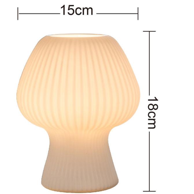 Glazen paddenstoellamp met vintage ribstructuur