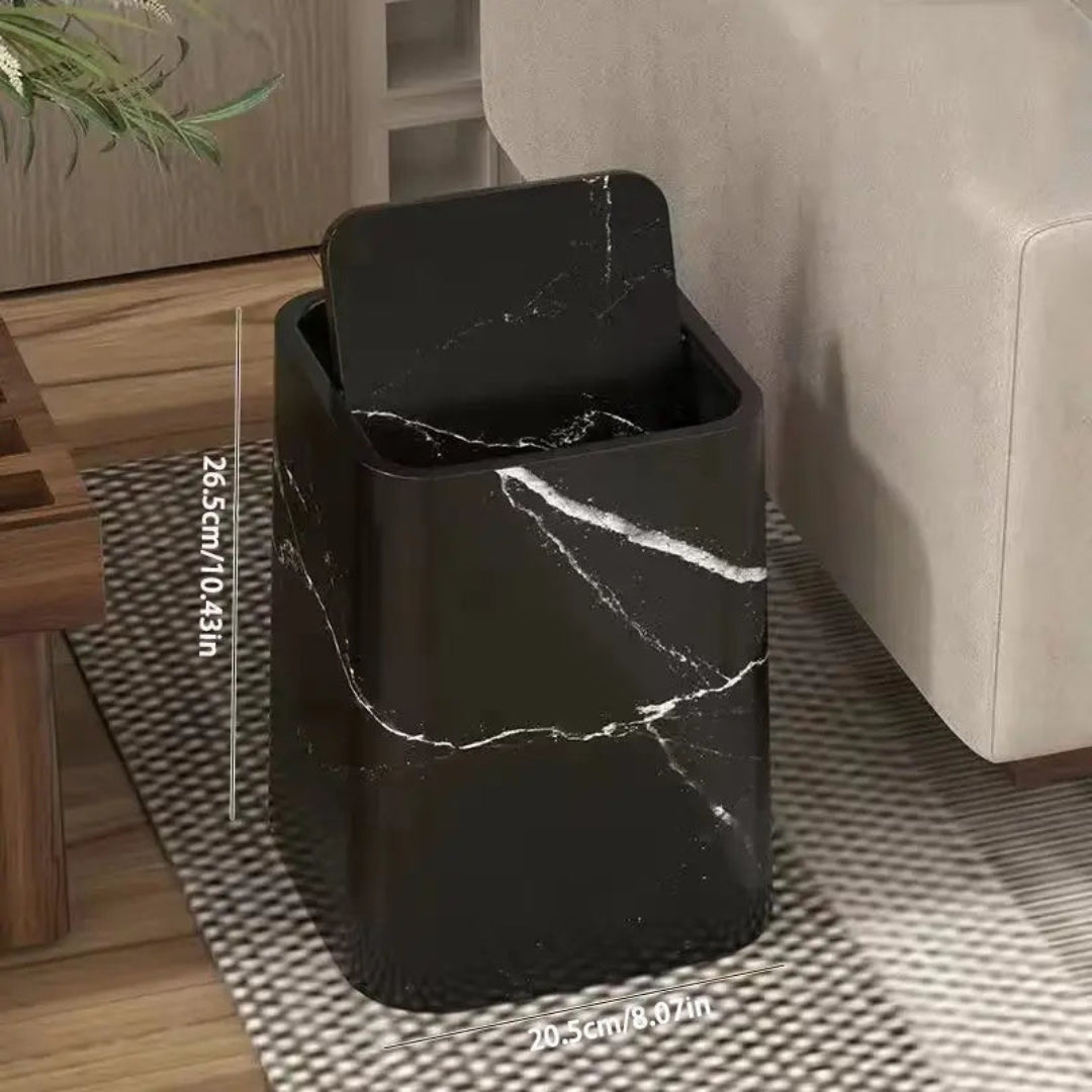 Marmerlook prullenbak met swingdeksel