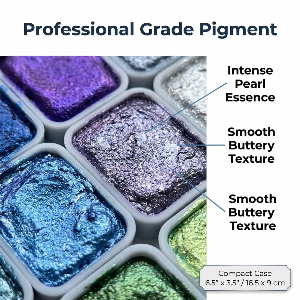 Parelmoer aquarelverfset met metallic glans