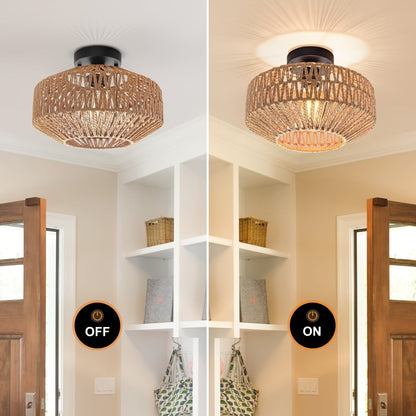 RattanGlow bohemian semi-flushmount plafondlamp