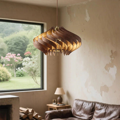 Japandi Houten Spiraal Hanglamp