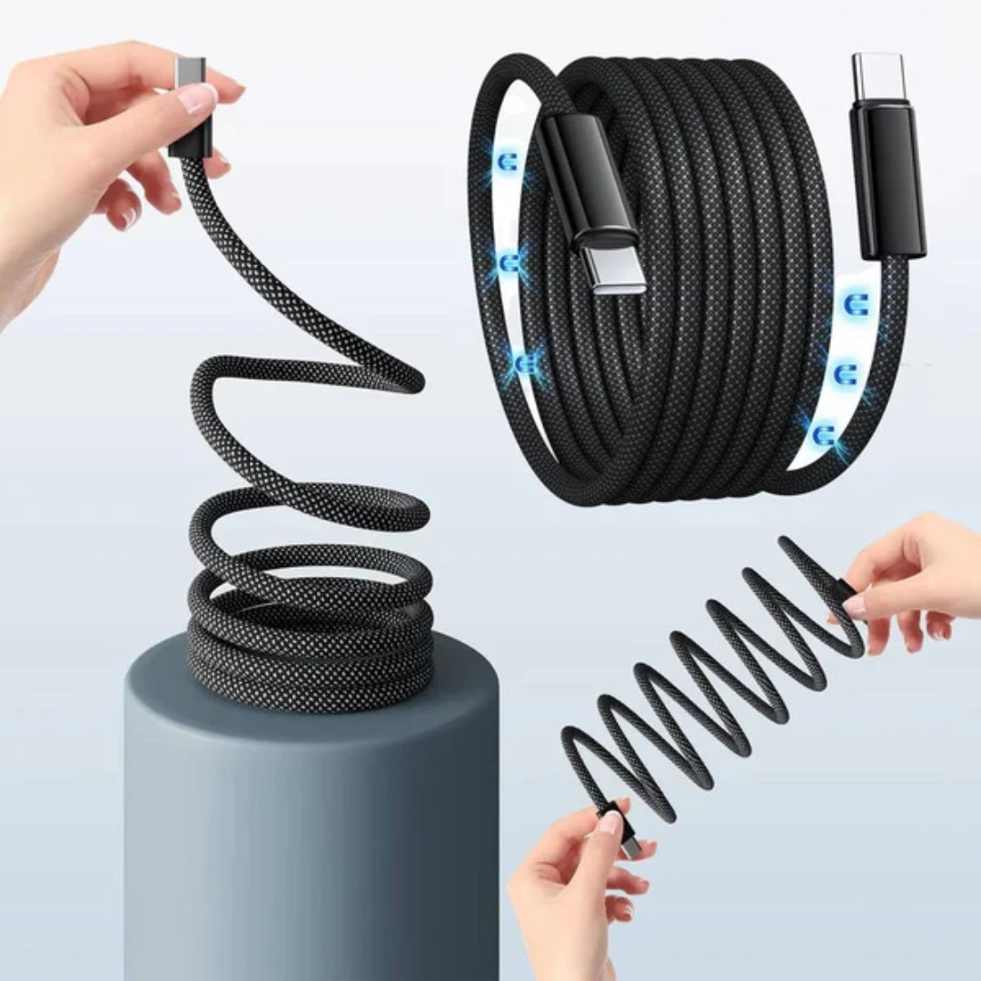 Magnetische zelfoprollende oplaadkabel