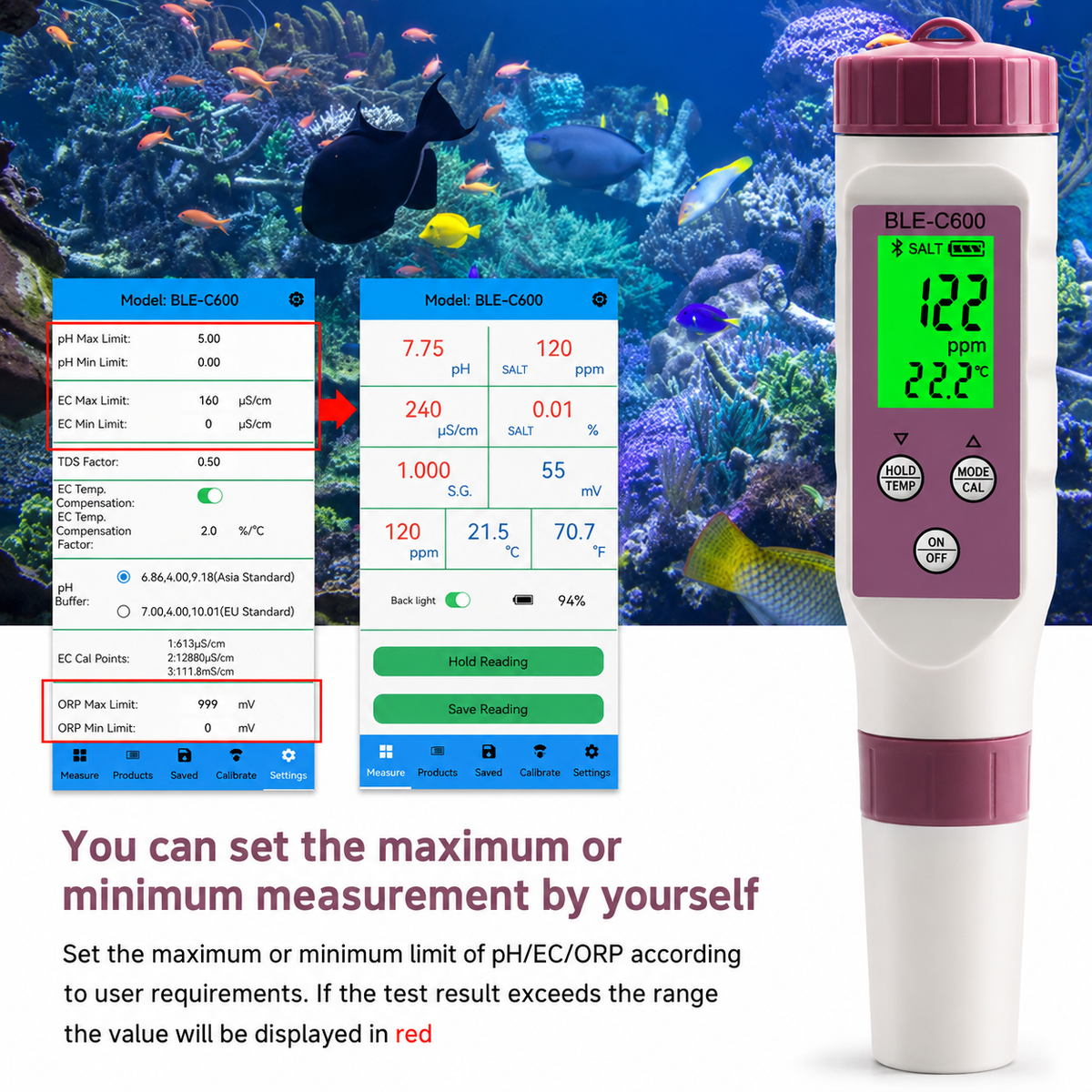 AquaSense 7-in-1 digitale waterkwaliteitsmeter
