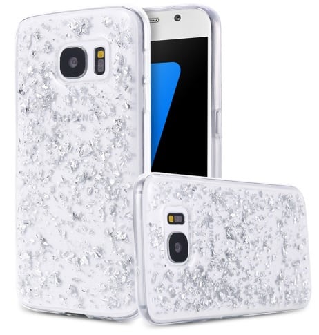 Galaxy S7 TPU Bling glitterhoesje blad-look