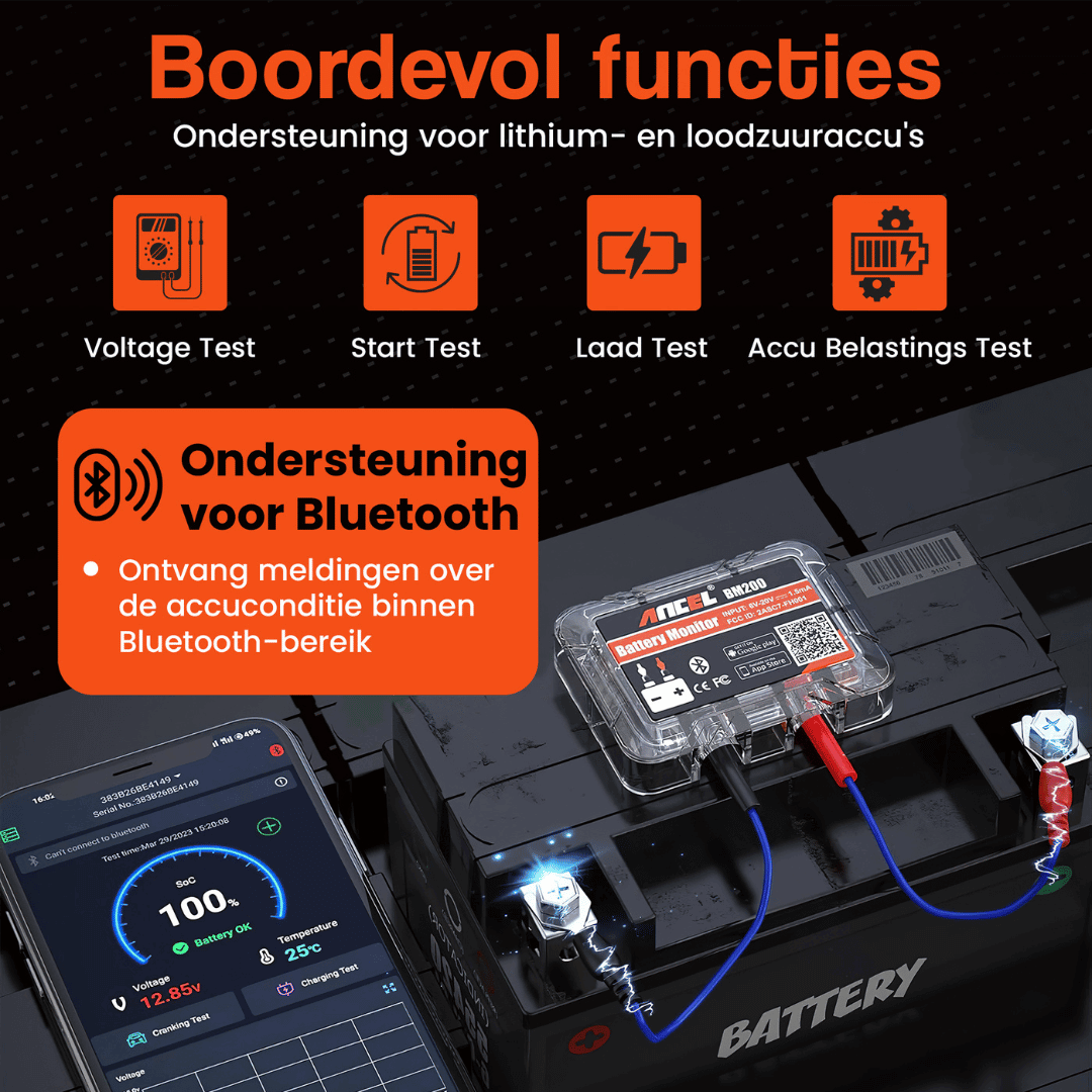 ANCEL BM200 draadloze bluetooth accumonitor