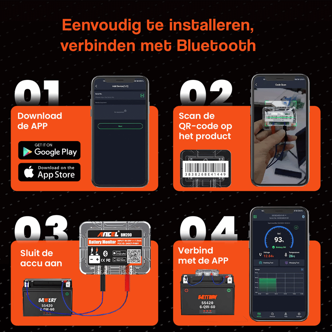 ANCEL BM200 draadloze bluetooth accumonitor