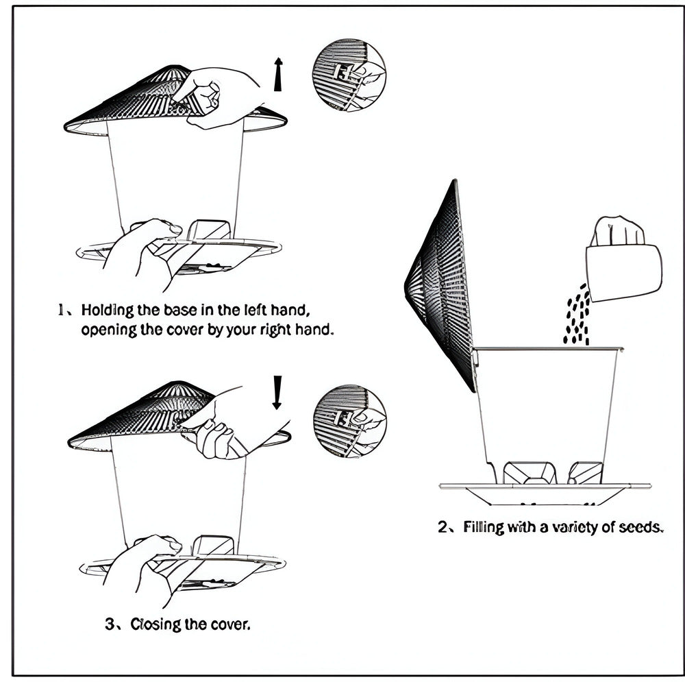 Automatische zeshoekige vogelvoederbak