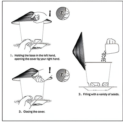 Automatische zeshoekige vogelvoederbak
