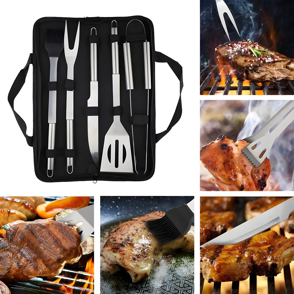 RVS BBQ Gereedschapsset met Draagtas