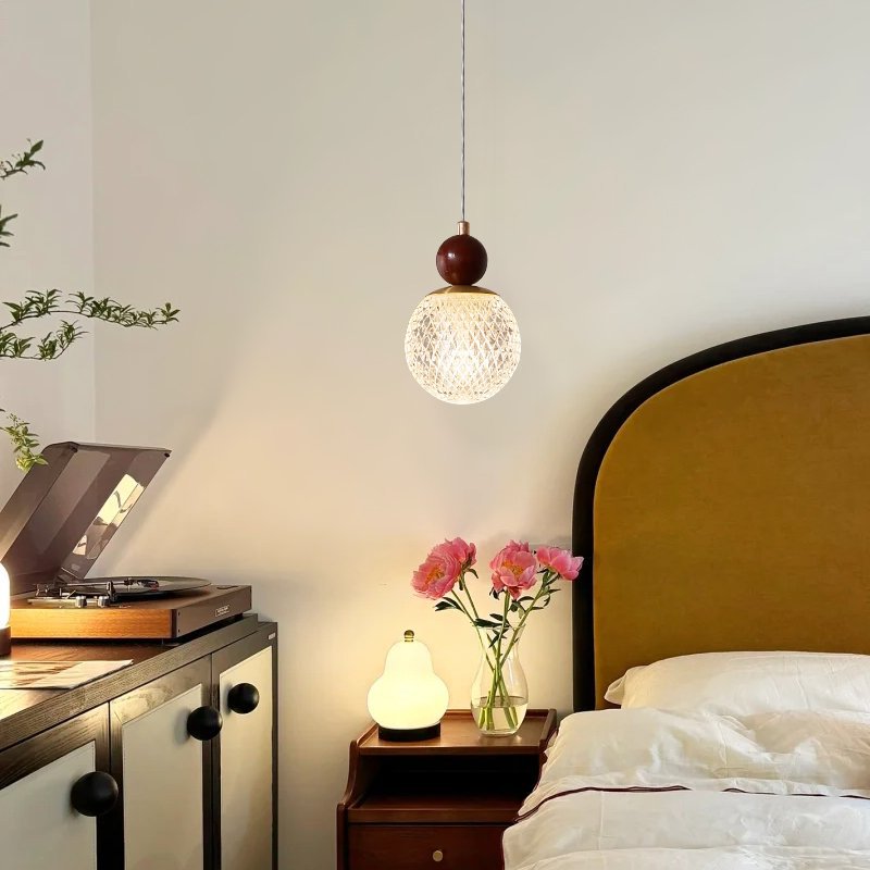 Minimalistische Walnoot Houten Hanglamp