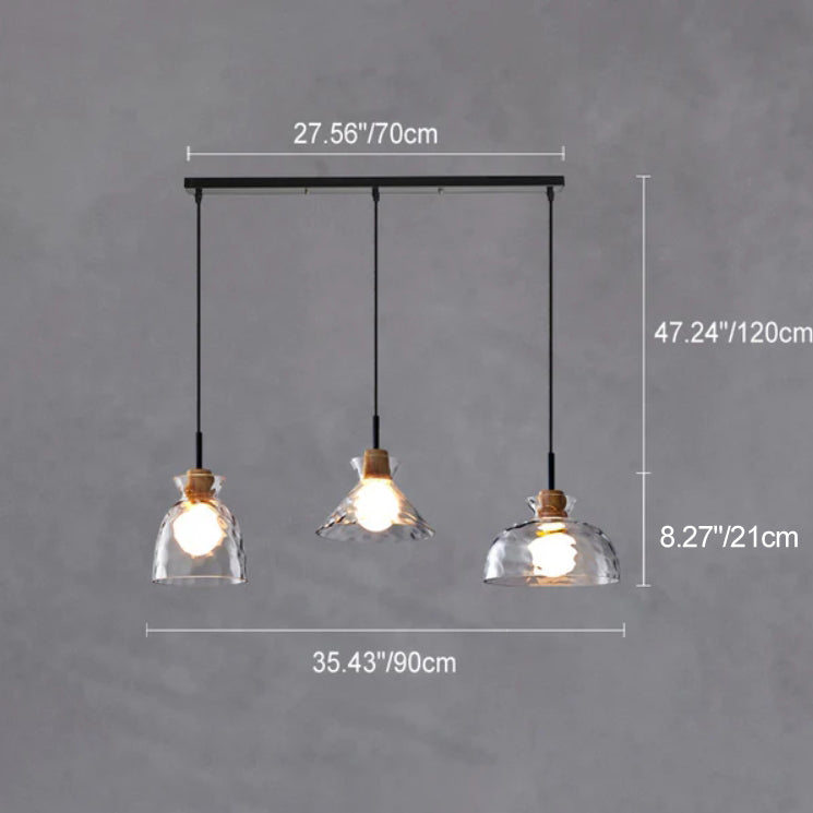 SMD Living moderne glazen hanglamp met houten accenten