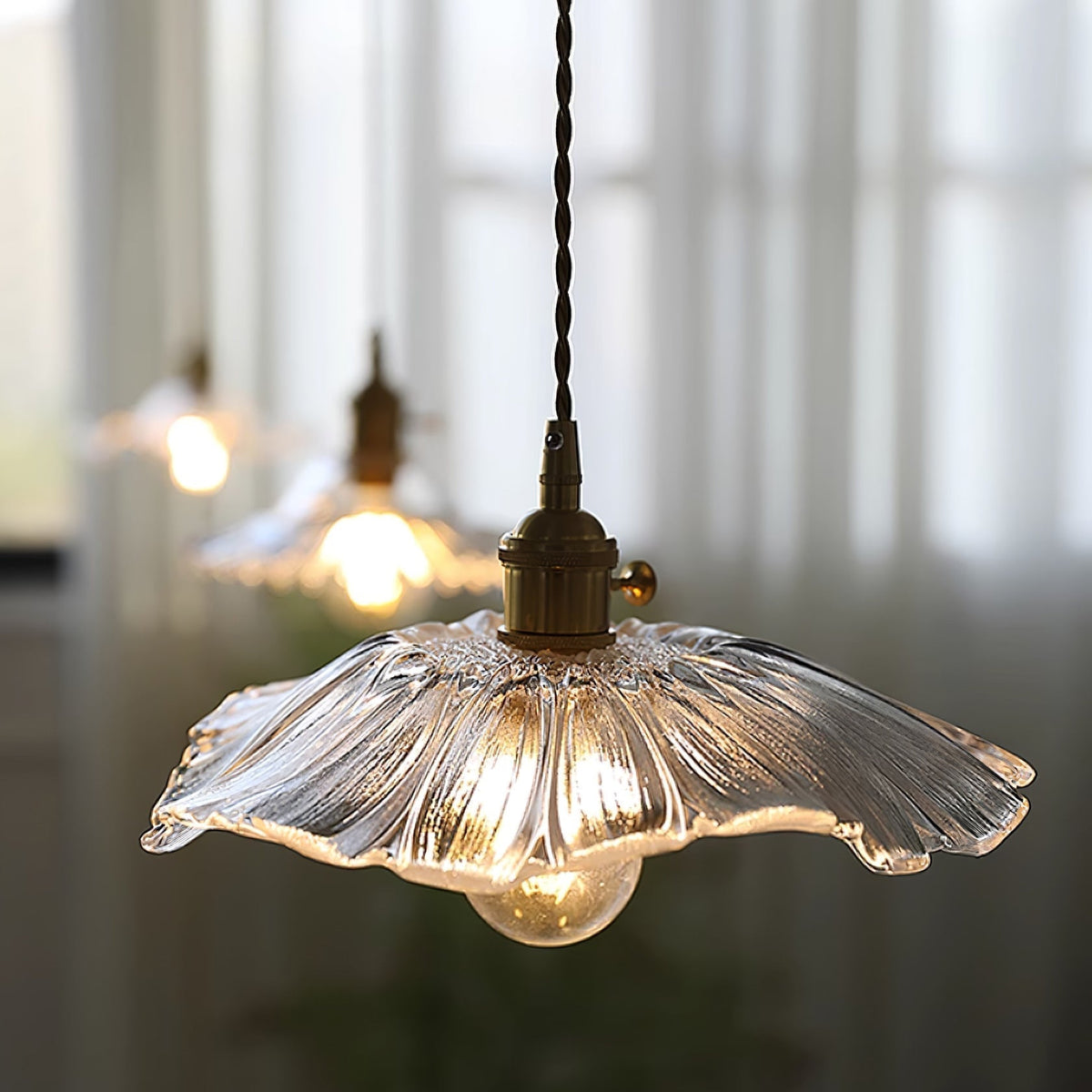 Retro bloemglas hanglamp