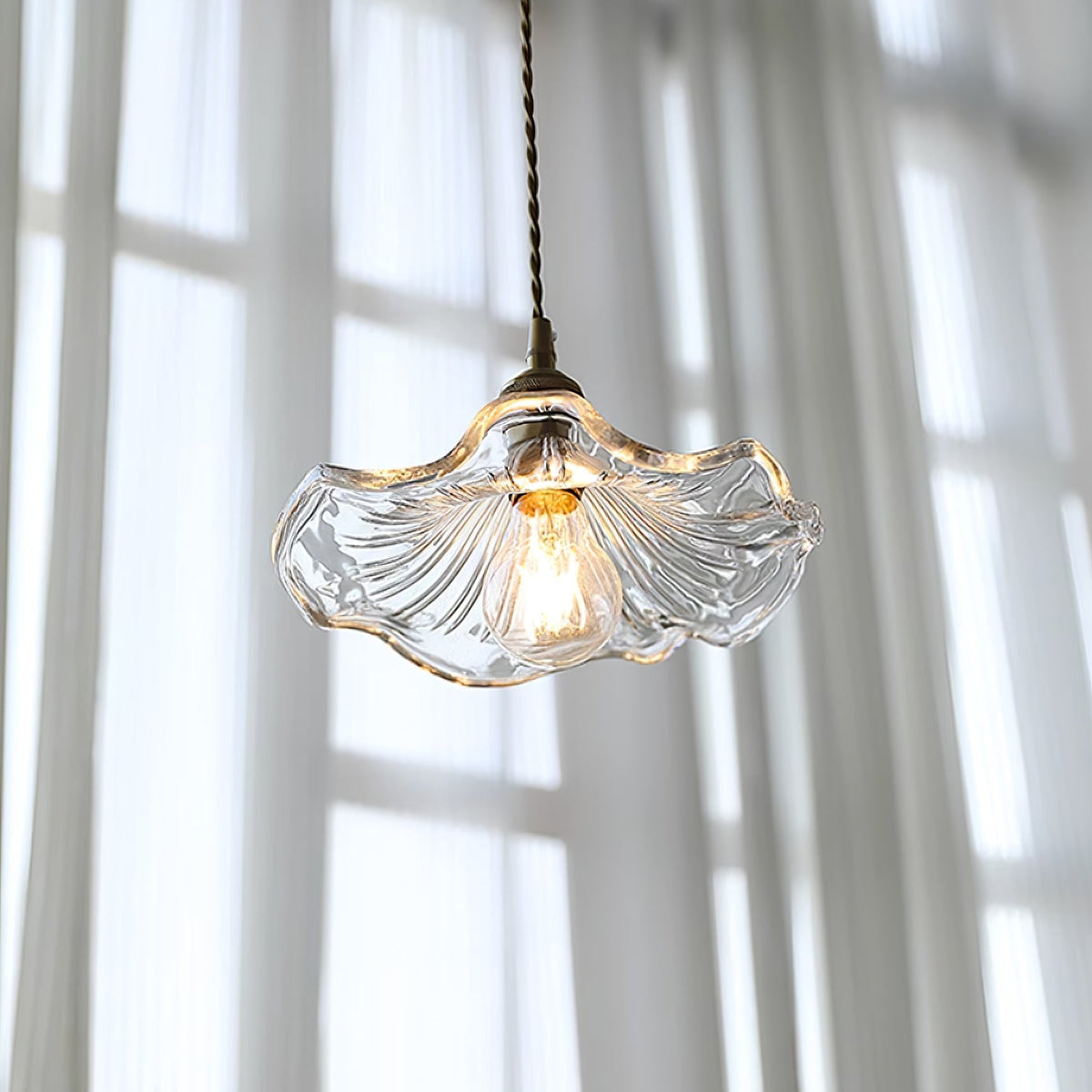 Retro bloemglas hanglamp