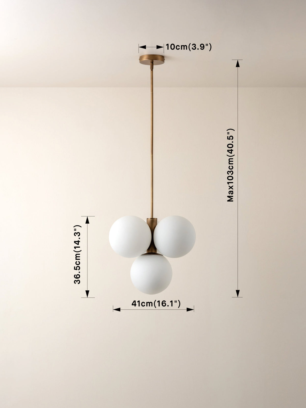 Navando koperen hanglamp met opaalbollen