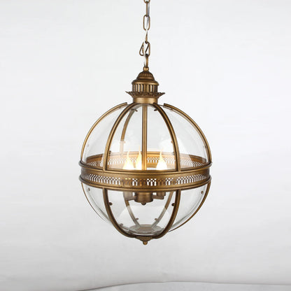 Glazen hanglamp met metalen behuizing
