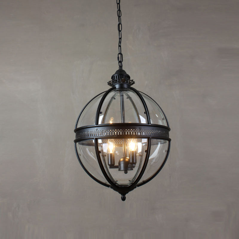 Glazen hanglamp met metalen behuizing