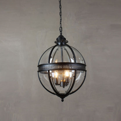 Glazen hanglamp met metalen behuizing