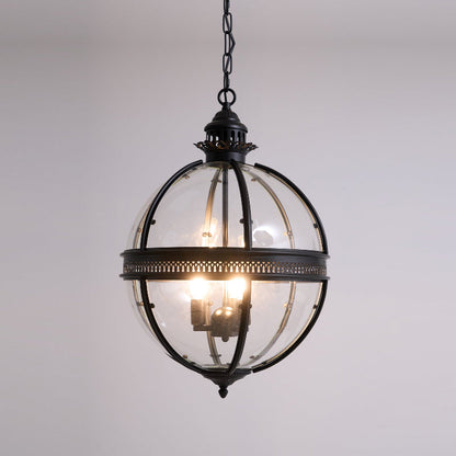 Glazen hanglamp met metalen behuizing