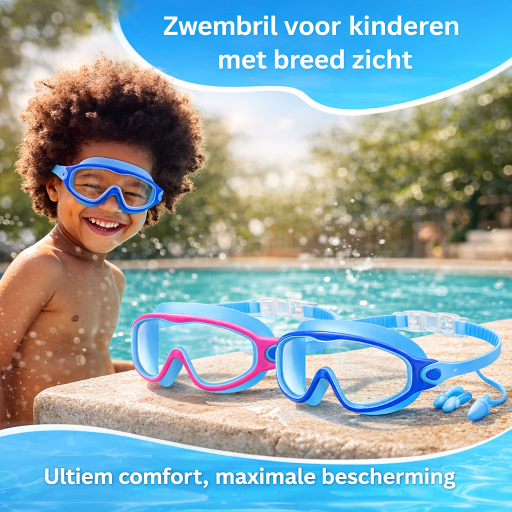Panoramische kinderzwembril met anticondens lens