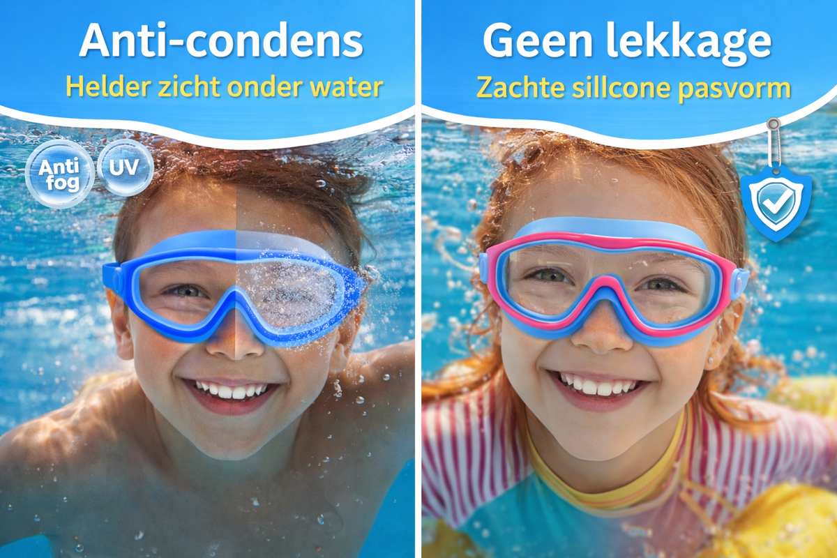 Panoramische kinderzwembril met anticondens lens