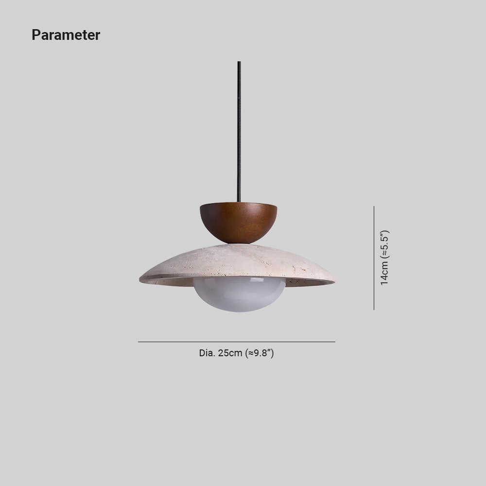 Travertijn en houten design hanglamp
