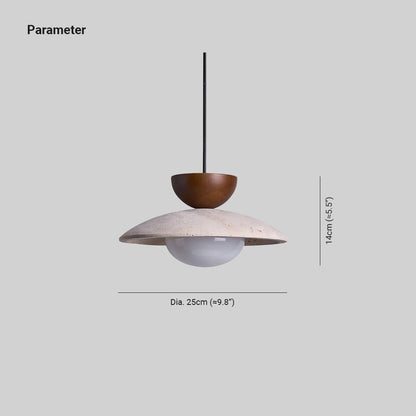 Travertijn en houten design hanglamp