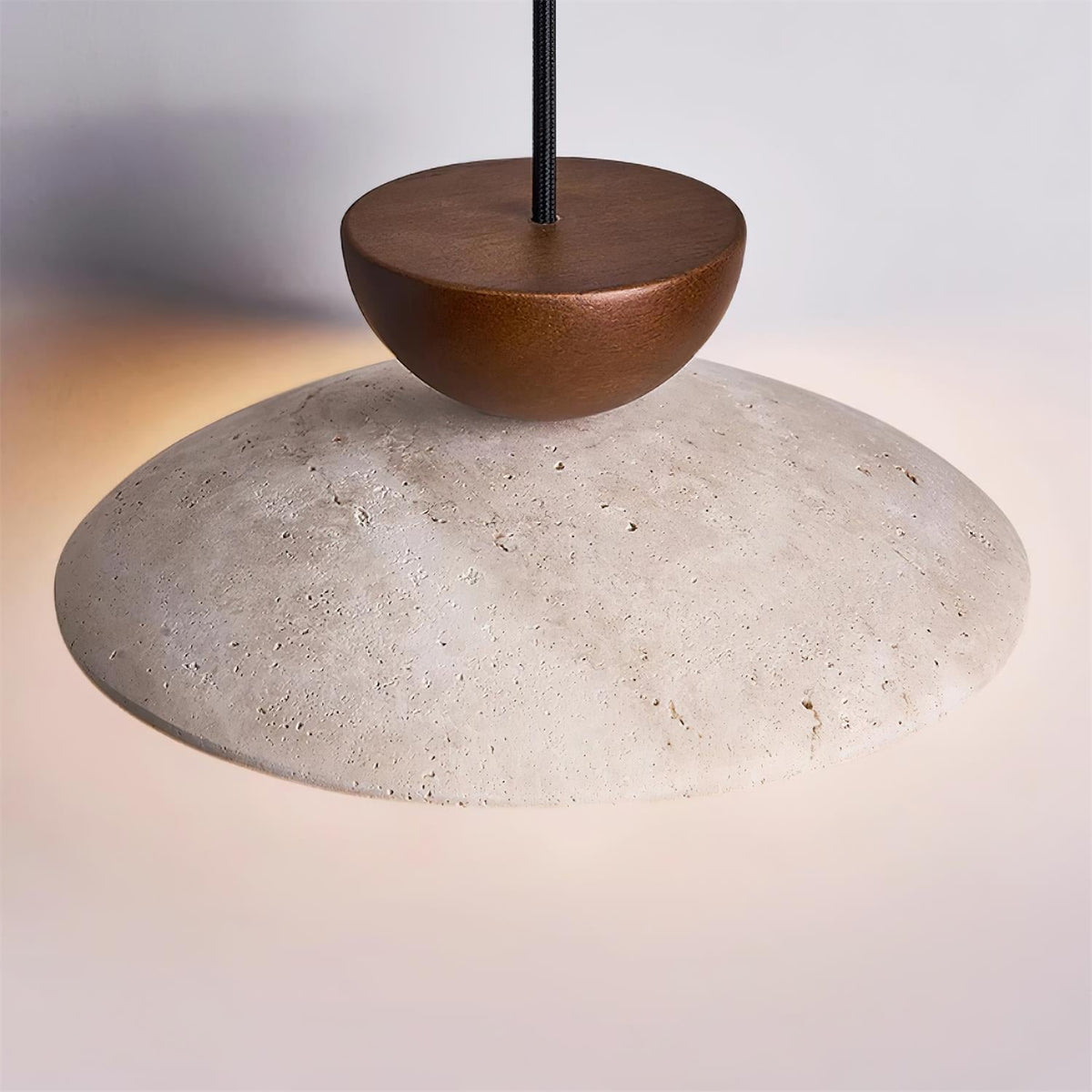 Travertijn en houten design hanglamp