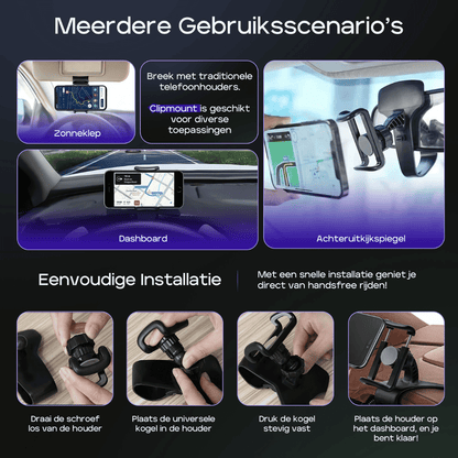 ClipMount multifunctionele telefoonhouder auto