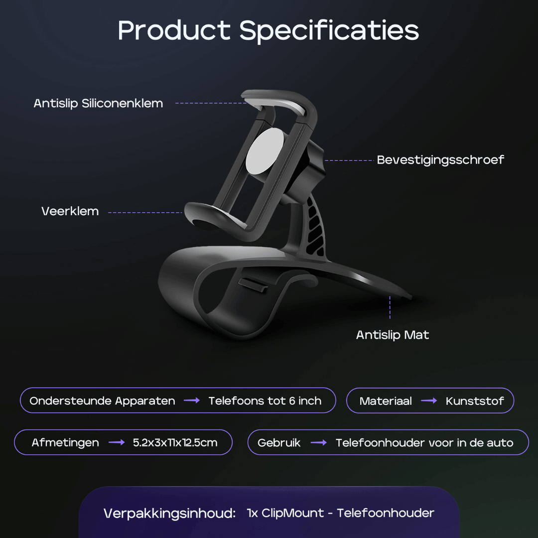 ClipMount multifunctionele telefoonhouder auto
