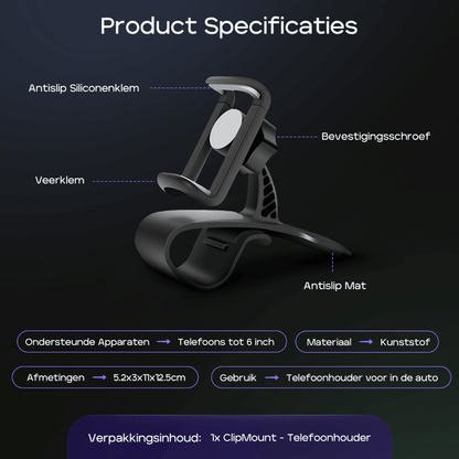 ClipMount multifunctionele telefoonhouder auto